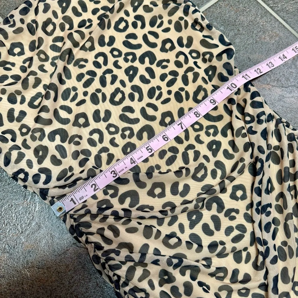 Sandy Liang Lily Leopard Print Sleeveless Ruched Mini Dress Bodycon 6 - Picture 12 of 15